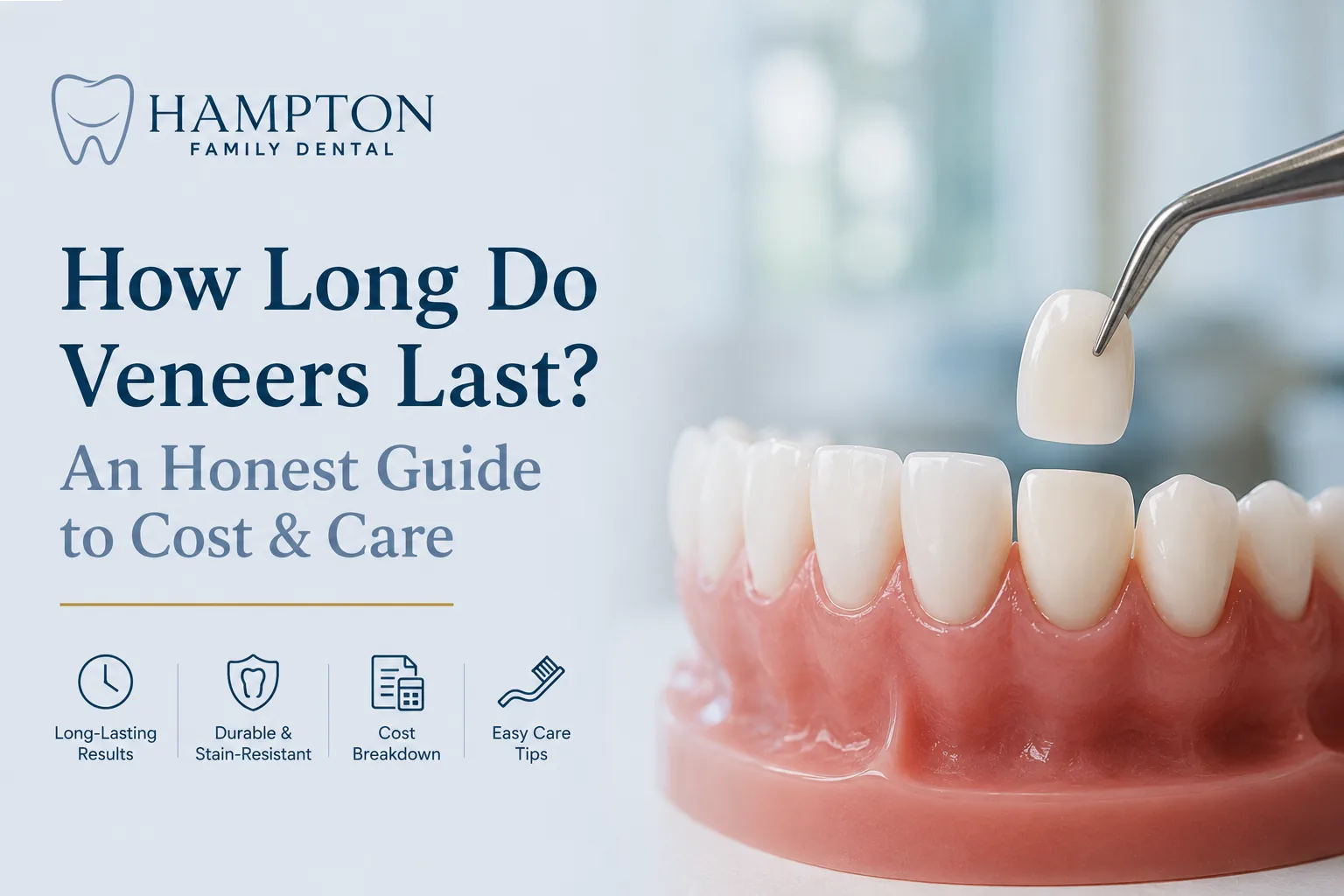 Porcelain veneers being matched for shade and fit at Hampton Family Dental in Southampton PA
