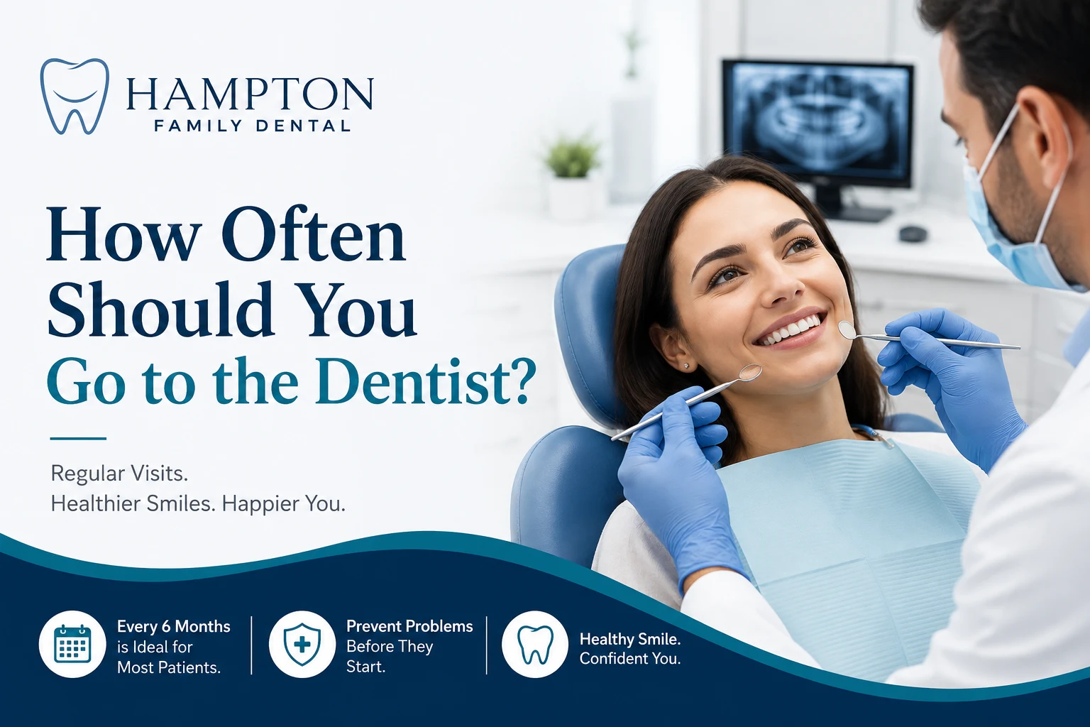 A patient at a routine dental checkup with Dr. Brenner at Hampton Family Dental in Southampton PA