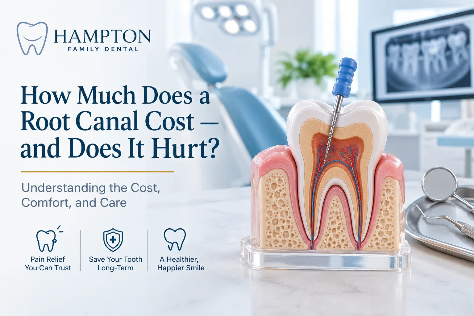 A patient discussing root canal cost and treatment with a dentist at Hampton Family Dental in Southampton PA