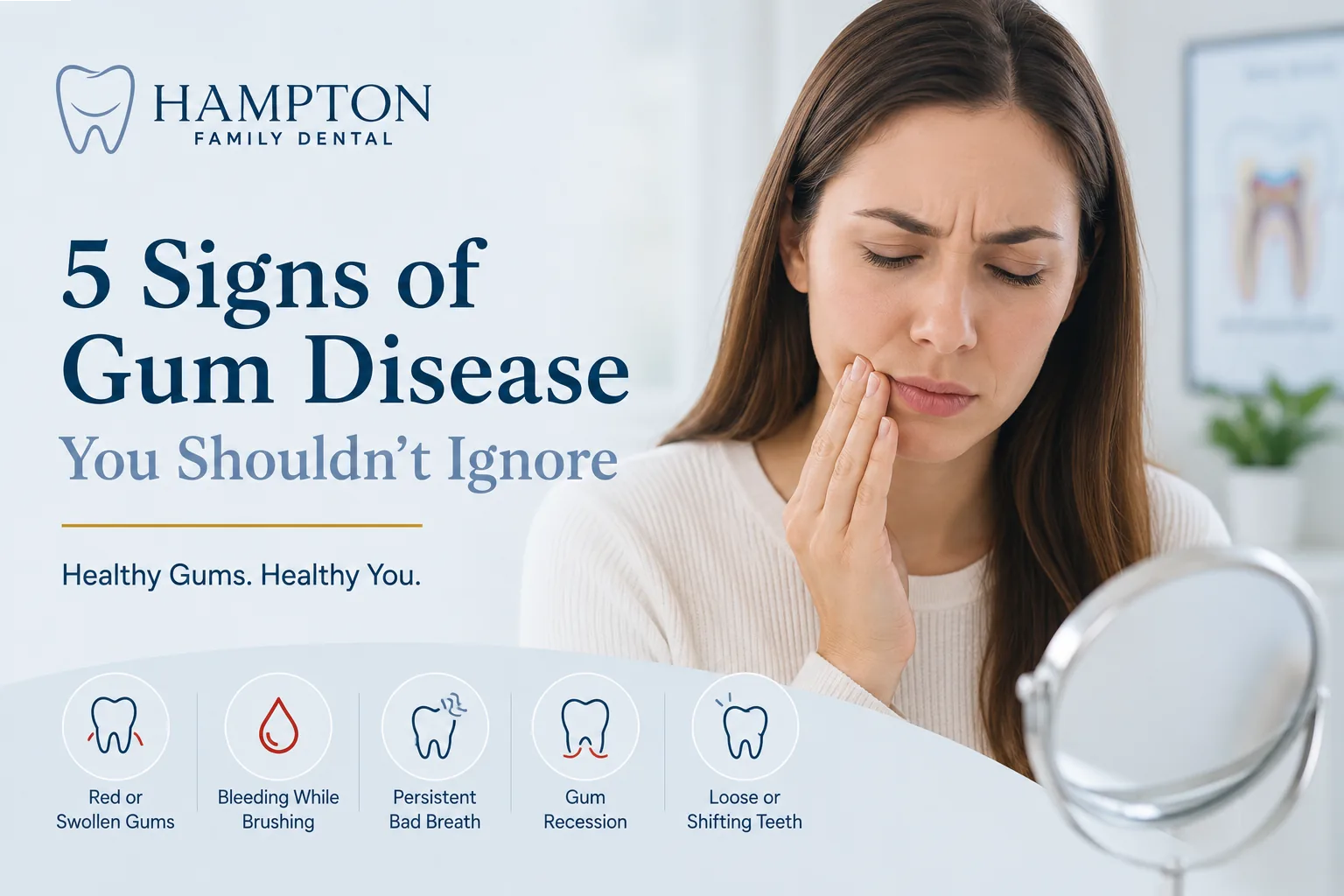 A dentist checking a patient's gums for early signs of gum disease at Hampton Family Dental in Southampton PA